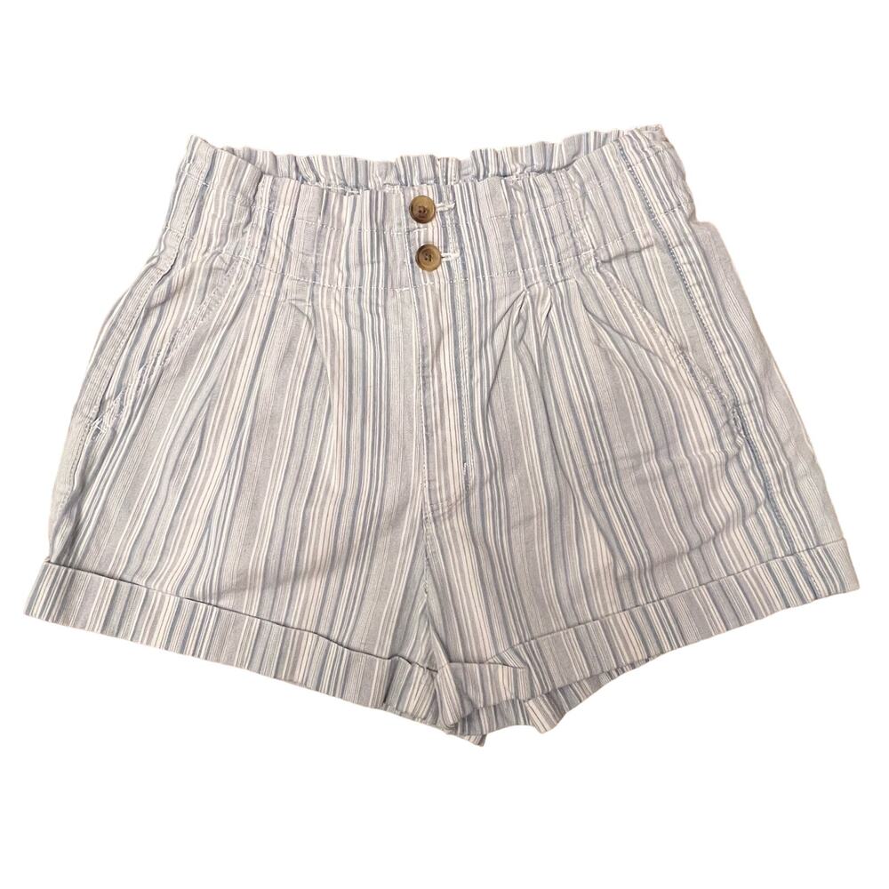 American Eagle AE Striped Mom Shorts Size 6 Light Blue White Ultra High Rise - Picture 11 of 16
